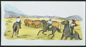 Argentina - gauchos che radunano il bestiame nelle Pampas da School Italian