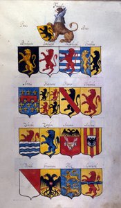 Blasone dei Paesi Bassi (Olanda, Fiandre, Hainaut) con draghi, Archivio di Stato di Milano