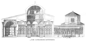 Piani del Battistero Lateranense (litografia) da School Italian