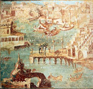 Porto di Pozzuoli vicino a Napoli. Museo Nazionale di Napoli