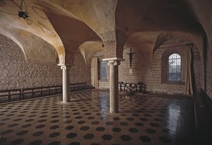 Vista della sala capitolare della chiesa dei Santi Vincenzo e Anastasio, Abbazia delle Tre Fontane