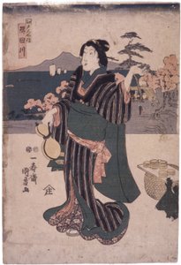 Edo Meisho Uchi: Sumidagawa (Donna con zucca)