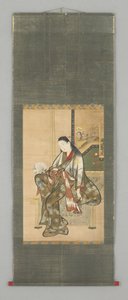 Signora seduta con ventaglio da Japanese School