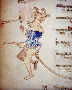 Un giullare di corte. Manoscritto ebraico del XIII secolo. Biblioteca Palatina, Parma