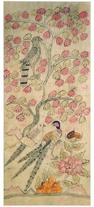 Pannello di un paravento a otto pieghe (pigmenti naturali su carta) da School Korean