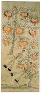 Pannello di un paravento a otto pieghe (pigmenti naturali su carta) da School Korean