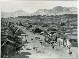 Veduta della strada principale di Seoul, capitale della Corea nel XIX secolo