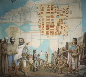 Tre uomini in piedi in una costruzione, Città del Messico, Messico da School Mexican