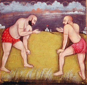 Due lottatori, inizio XIX secolo da School Mughal
