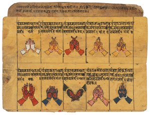 Un manoscritto Thyasapu con illustrazioni iconografiche di Mudra, Nepal da School Nepalese