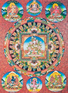 Mandala di Tara Bianca; la dea a sette occhi del pantheon buddista che rappresenta la dea della compassione e la protettrice degli esseri umani