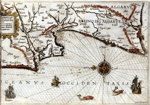 Capo Sagres (o Capo Sacro) alla fine del Portogallo secondo il portolano di Luca J. Waghenaer Treesor di zeevaert stampato a Leida nel 1592