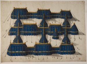 Progetto per un padiglione reale in blu e oro da School Netherlandish