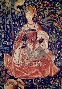 Arazzo di vita signorile: Ricamo (dettaglio) da School Netherlandish