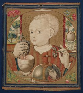 Il Bambino Gesù che preme il vino dell