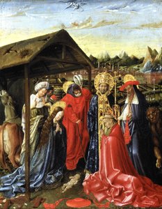 La Natività con SS. Sisto (?) e Girolamo e un cardinale da School Netherlandish