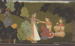 51.207/11 Una confidente implora Radha di incontrare Krishna, illustrazione dalla serie 