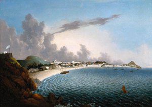 Veduta di Macao: Praya Grande (olio su tela) da School Portuguese
