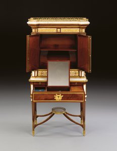Bonheur du jour russo in marmo bianco e mogano con montature in bronzo dorato, c.1790 da School Russian
