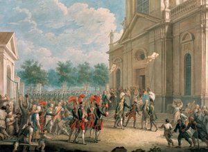 Caterina II sulle scale della cattedrale di Kazan, accolta dal clero il giorno della sua ascesa al trono, il 28 giugno 1762 da School Russian