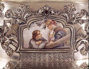 Placca smaltata En Plein da centrotavola in argento russo, fine XIX secolo da School Russian