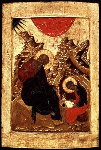 Icona di San Giovanni Evangelista e il suo discepolo Prokhor da School Russian