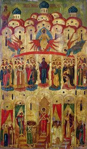 Icona Pokrov (tempera su tavola) da School Russian
