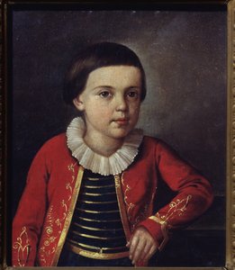 Ritratto del poeta Mikhail Lermontov (1814-1841) da bambino da School Russian