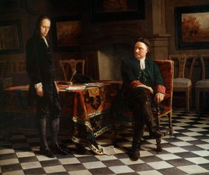 Ritratto di Pietro I il Grande (1672-1725), zar russo e suo figlio Alessio (1690-1718)