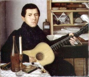 Ritratto di un giovane con una chitarra, c.1830 da School Russian