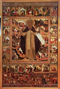 San Sergio di Radonege, con scene della sua vita da School Russian