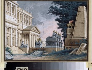 Tempio, bozzetto scenografico per una pièce teatrale da School Russian