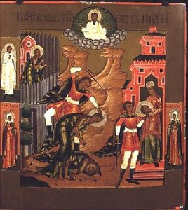 La decapitazione di Giovanni Battista, icona da School Russian