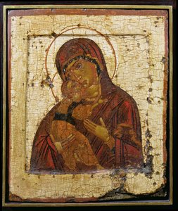 La Madre di Dio di Vladimir, icona russa, Scuola di Pskov, fine XV secolo da School Russian