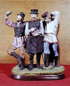 Tre ubriaconi Moujiks, realizzati dalla Fabbrica Gardner, Mosca, c.1860-70
