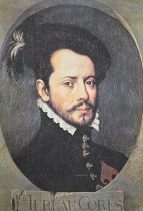 Ritratto di Hernan Cortes da School Spanish