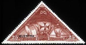 Francobollo spagnolo sulle caravelle di Cristoforo Colombo