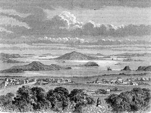 Veduta del porto di Auckland, illustrazione da 