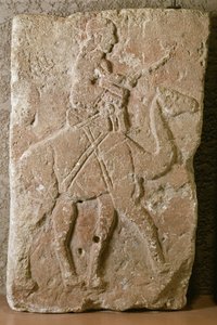 Rilievo con cavaliere su dromedario