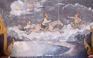 Affresco che raffigura una scena della vita di Buddha, tempio Wat Phra That Doi Suthep da School Thai
