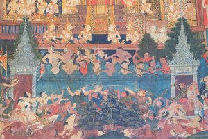 Murali nella cappella Buddhaisawan, palazzo di Wang Na