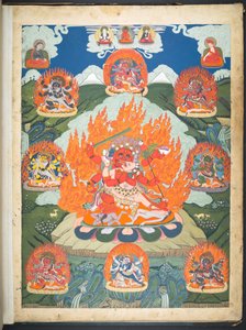 Uno dei 12 disegni che raffigurano divinità tibetane di un artista tibetano, probabilmente a Lhasa, c.1800