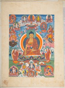 Uno dei 12 disegni che raffigurano divinità tibetane di un artista tibetano, probabilmente a Lhasa, c.1800
