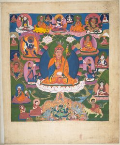 Uno dei 12 disegni che raffigurano divinità tibetane di un artista tibetano, probabilmente a Lhasa, c.1800 da School Tibetan