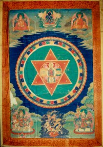 Mandala di vajravarami la dea danza (al centro) il suo nome significa "laia adamantina". Tibet da School Tibetan