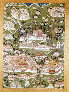 Rappresentazione della città di Lhasa, Thai-Ka tibetano, Museo Guimet, Parigi da School Tibetan