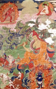 Il mago Abhayakava del Bengala, Thangka tibetana, Musée Guimet, Parigi da School Tibetan