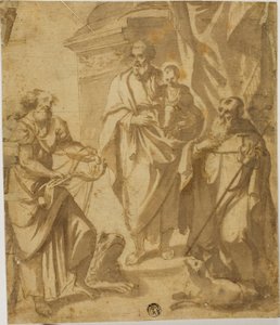 San Giuseppe e il Bambino Gesù, con i santi Marco e Antonio da School of Guido Reni