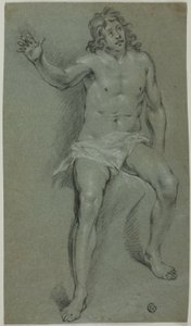 Nudo maschile seduto (recto); schizzi di mano e testa di ragazzo (verso) da School of Rembrandt van Rijn