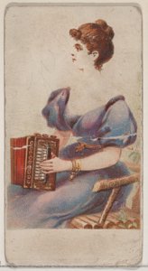 Fisarmonica, dalla serie Strumenti Musicali N82 per sigarette Duke, 1888 da Schumacher and Ettlinger